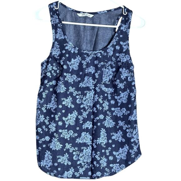 MNG by Mango Blue Floral Denim Tank Top Size XS 📦 - Picture 1 of 7